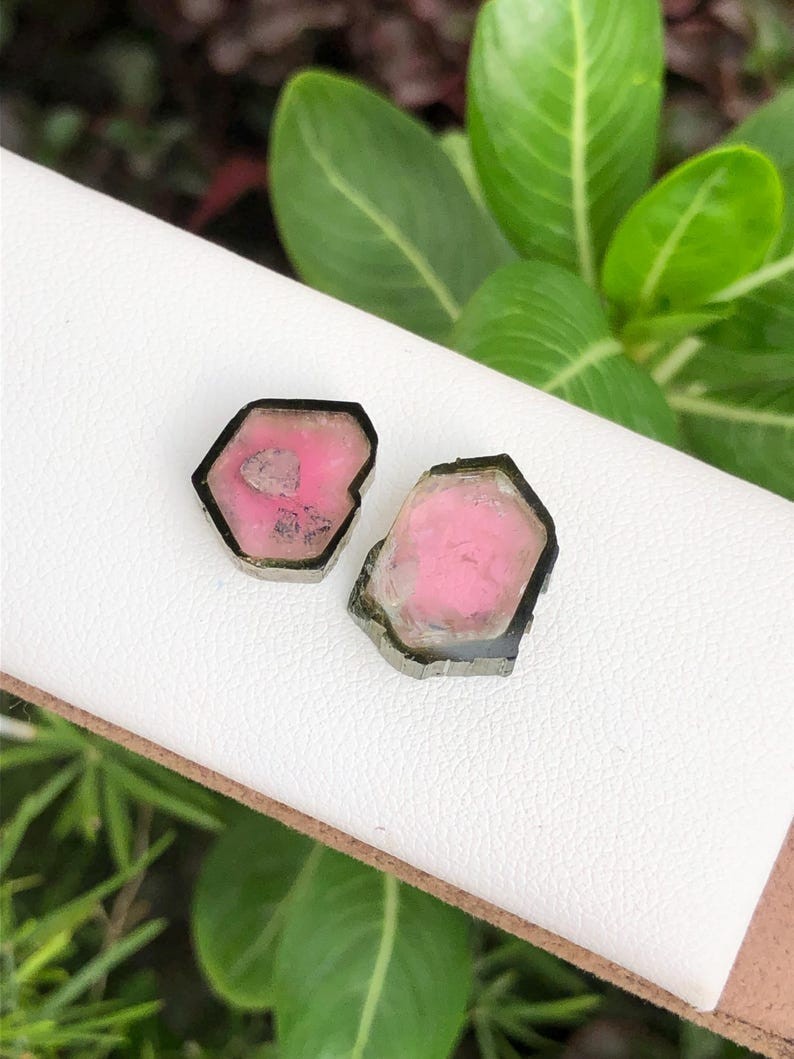11.70Ct Premium Watermelon Tourmaline Slice Pair 2pc Afghanistan Loose Gem