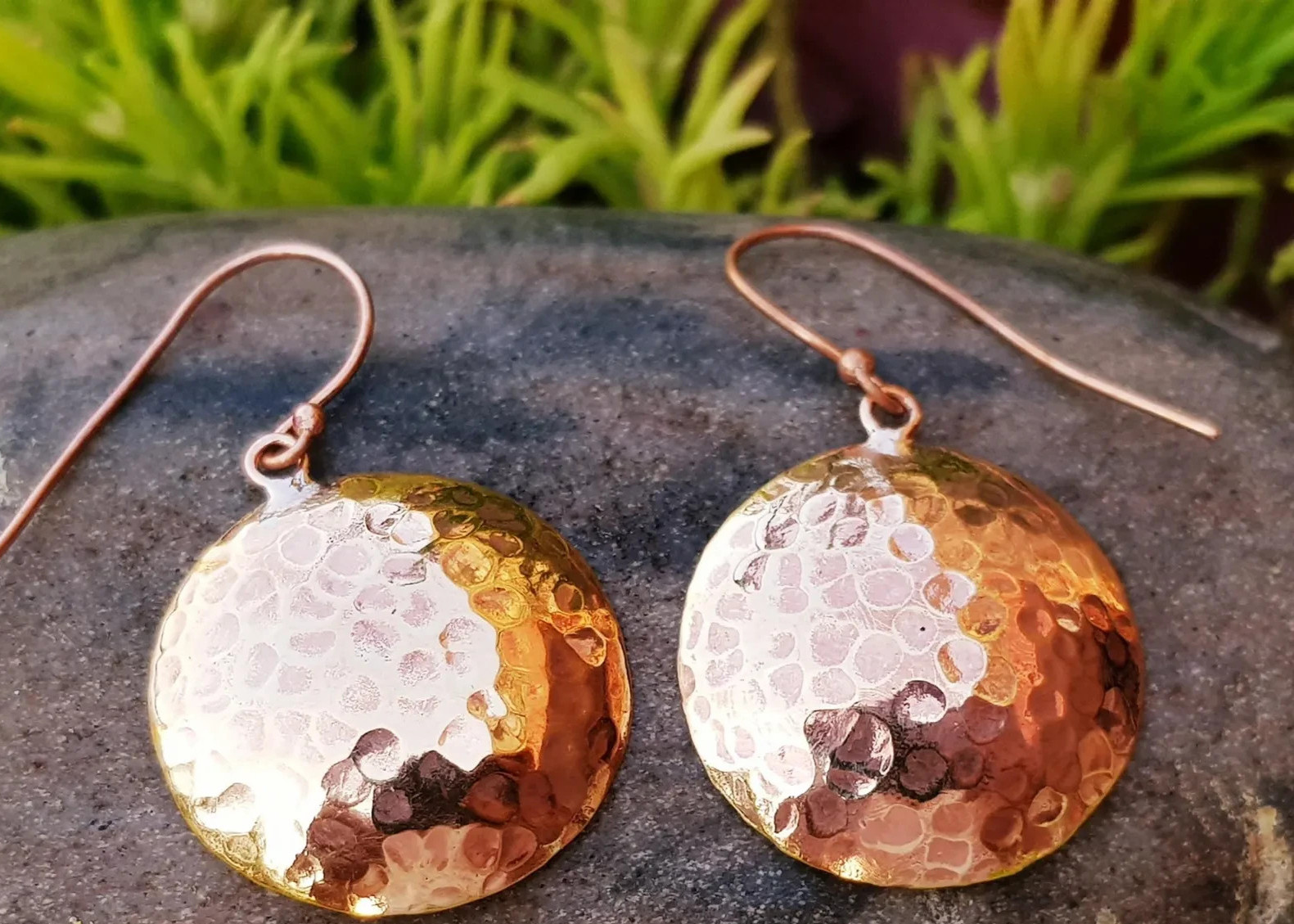 1 Pair Pure Copper Healing Circle Hook Earrings, Jewelry Spiritual Kriya