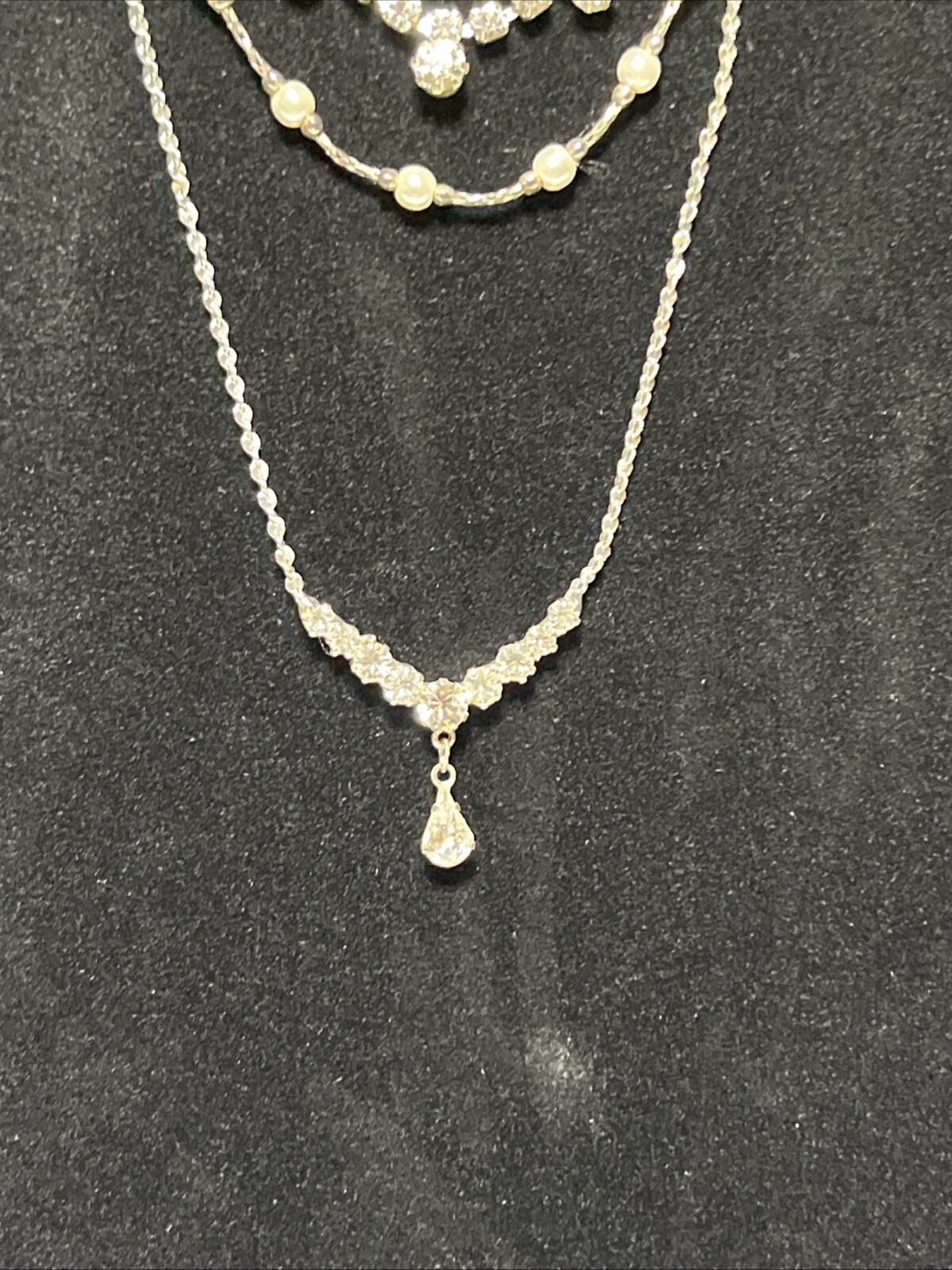 Lot Of 3 Vintage Y2K Claire’s Special Occasion Rhinestone Adj Length Necklaces