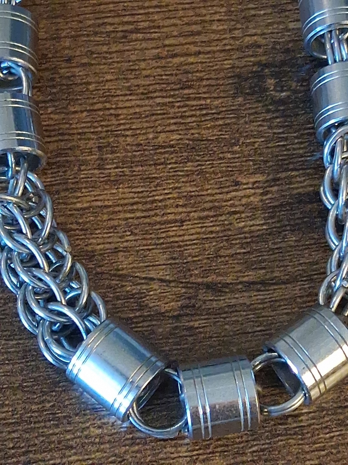 !!! Heavy Metal Necklace Solid Design Unique & Cool Silver Color 173 Grams !!!!