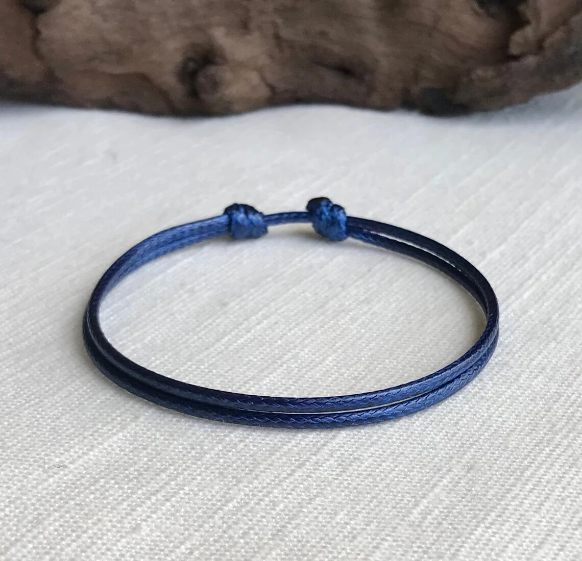 Navy Blue 1.5mm Waterproof Waxed Cord Adjustable Unisex Bracelet or Anklet