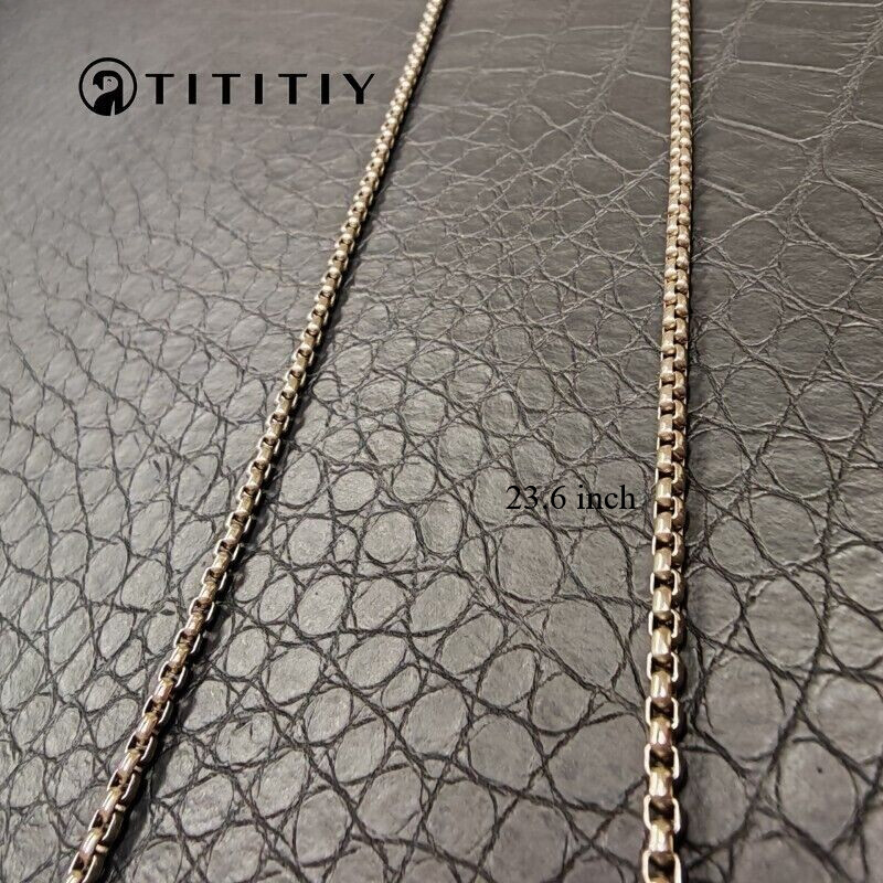 Pure Titanium Necklace with 3mm Square Box Chain Anti Allergic Classics 23.6inch