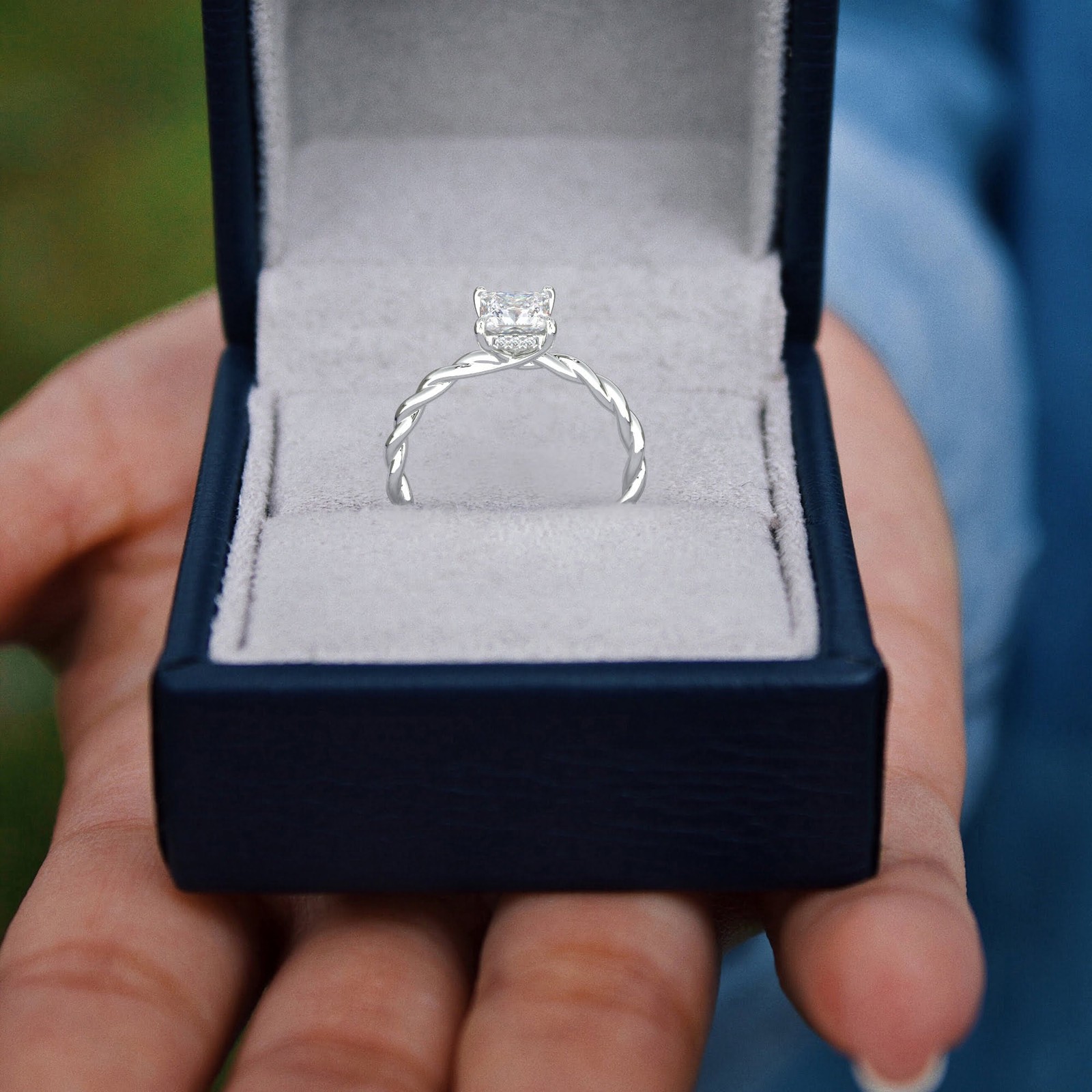 1.05 Ct Princess Cut Diamond Engagement Ring VS2 D White Gold 14k