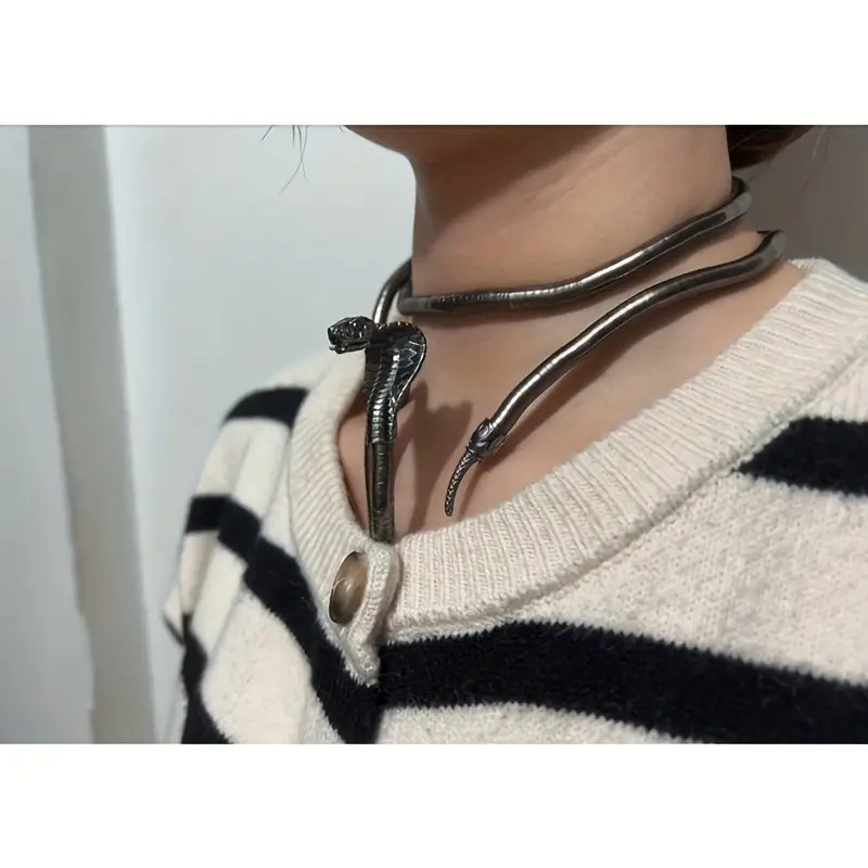 Necklace Bracelet Adjustable Cobra Snake Collar Neck Wrist Jewelry Gothic 35in