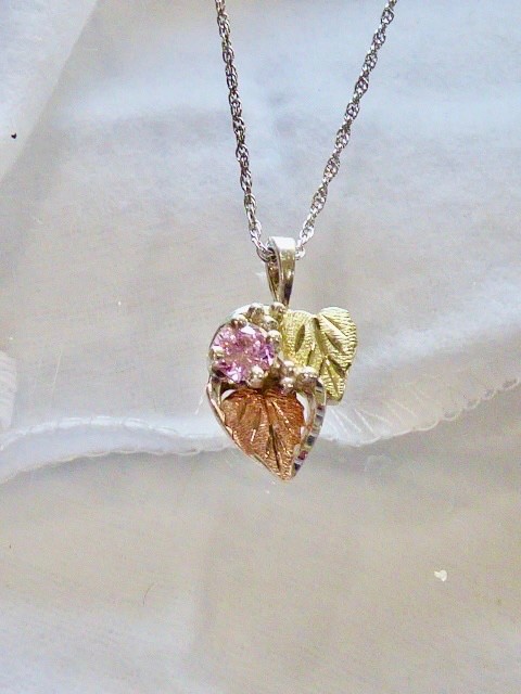 LANDSTOM’S BLACK HILLS GOLD STERLING 12K YELLOW/ ROSE GOLD PINK STONE NECKLACE