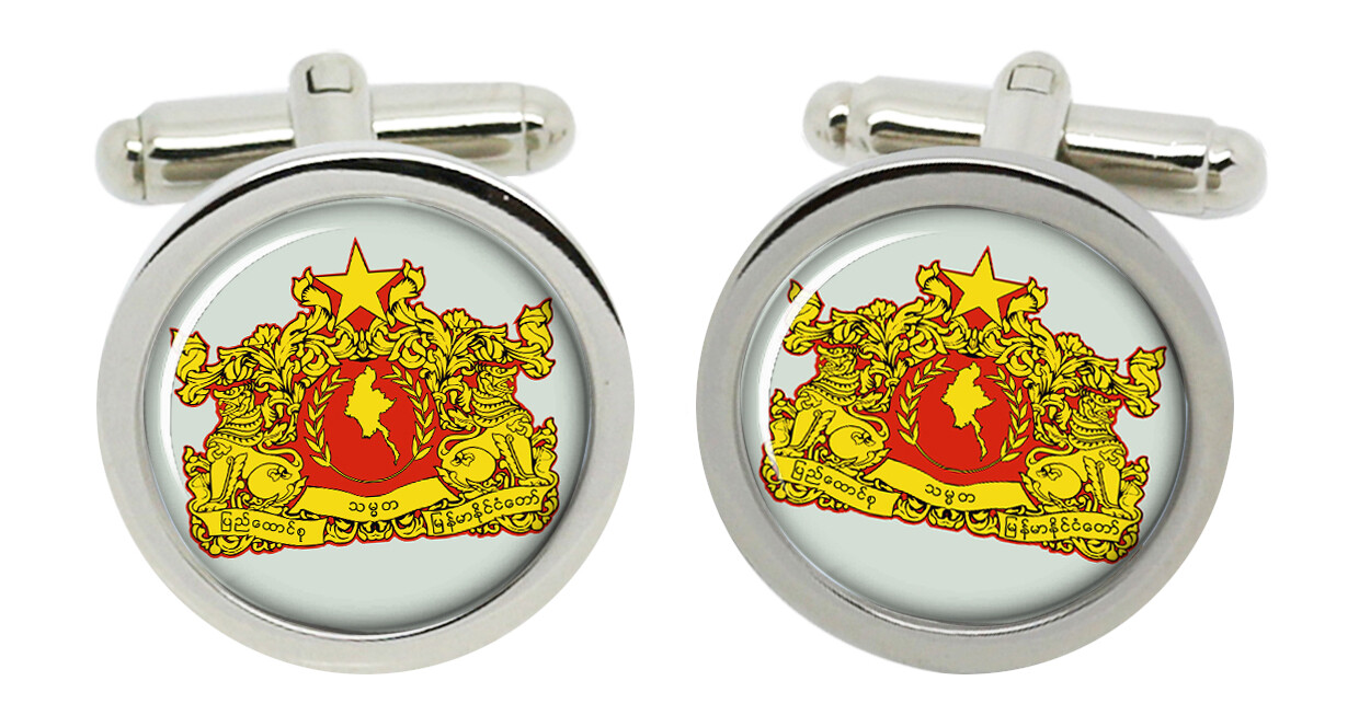 Burma Myanmar Round Cufflinks in Box