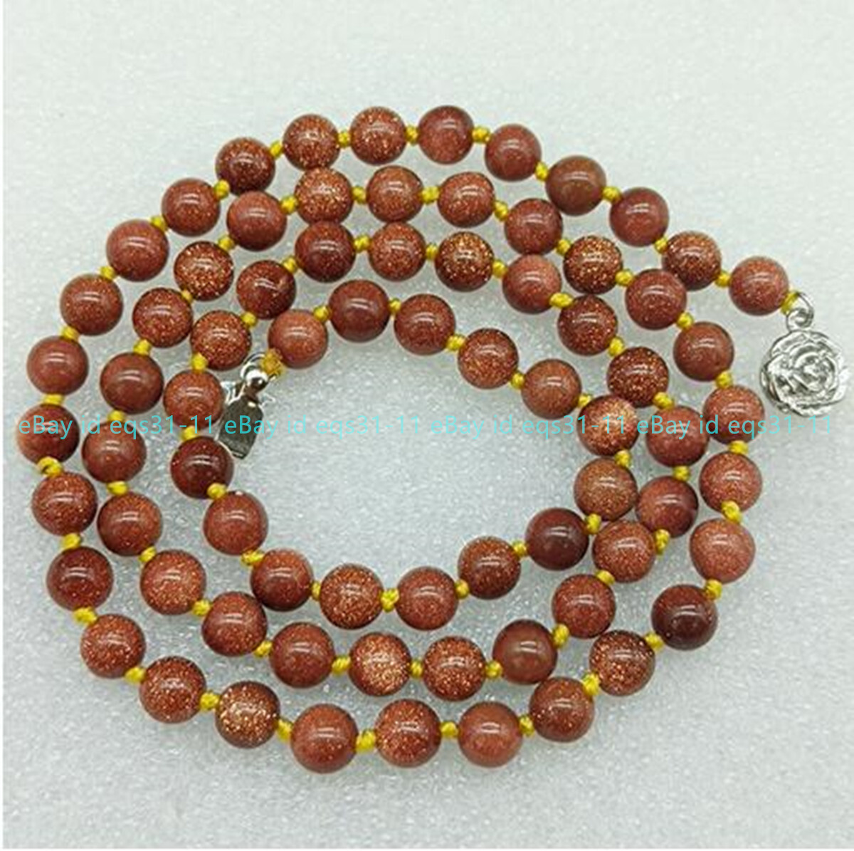 Charming 6/8/10mm Gold Sandstone Round Beads Boutique Necklace 36″ Jewelry Gifts