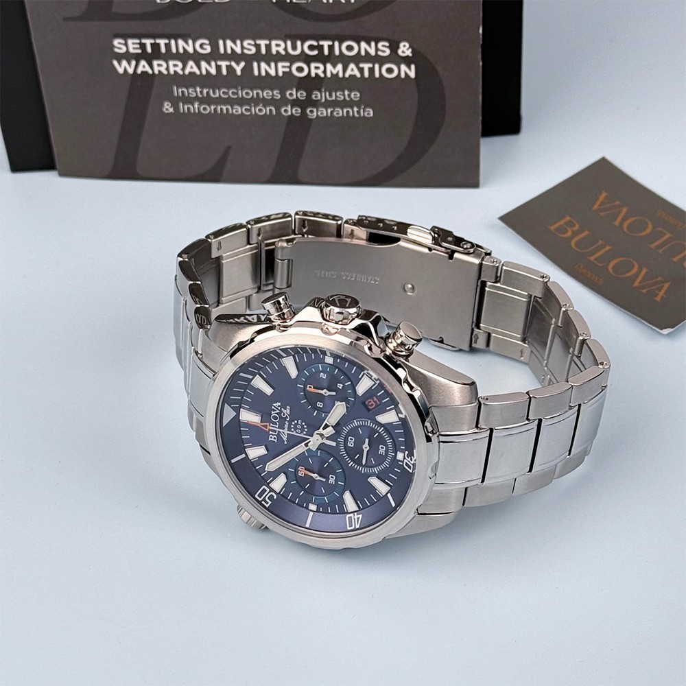 Men’s Bulova 96B256 Marine Star Chronograph Blue Dial Quartz Watch 43mm
