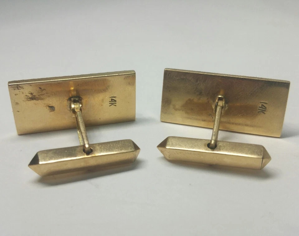 14K Yellow Gold Lapis Lazuli Large Cuff Links 21 Grams