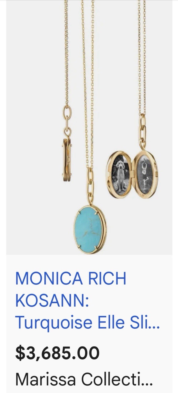Monica Rich Kosann 17in Locket in Turquoise and mother of pearl 18k YG
