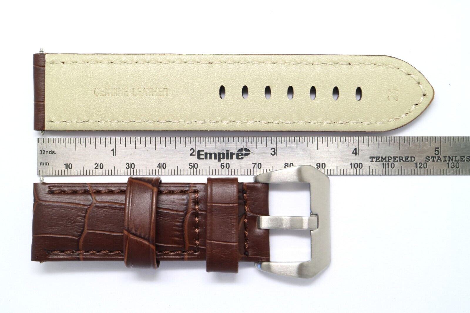 24mm Brown Croco Embossed Leather Replacement Watch Strap – Panerai 24 & Others