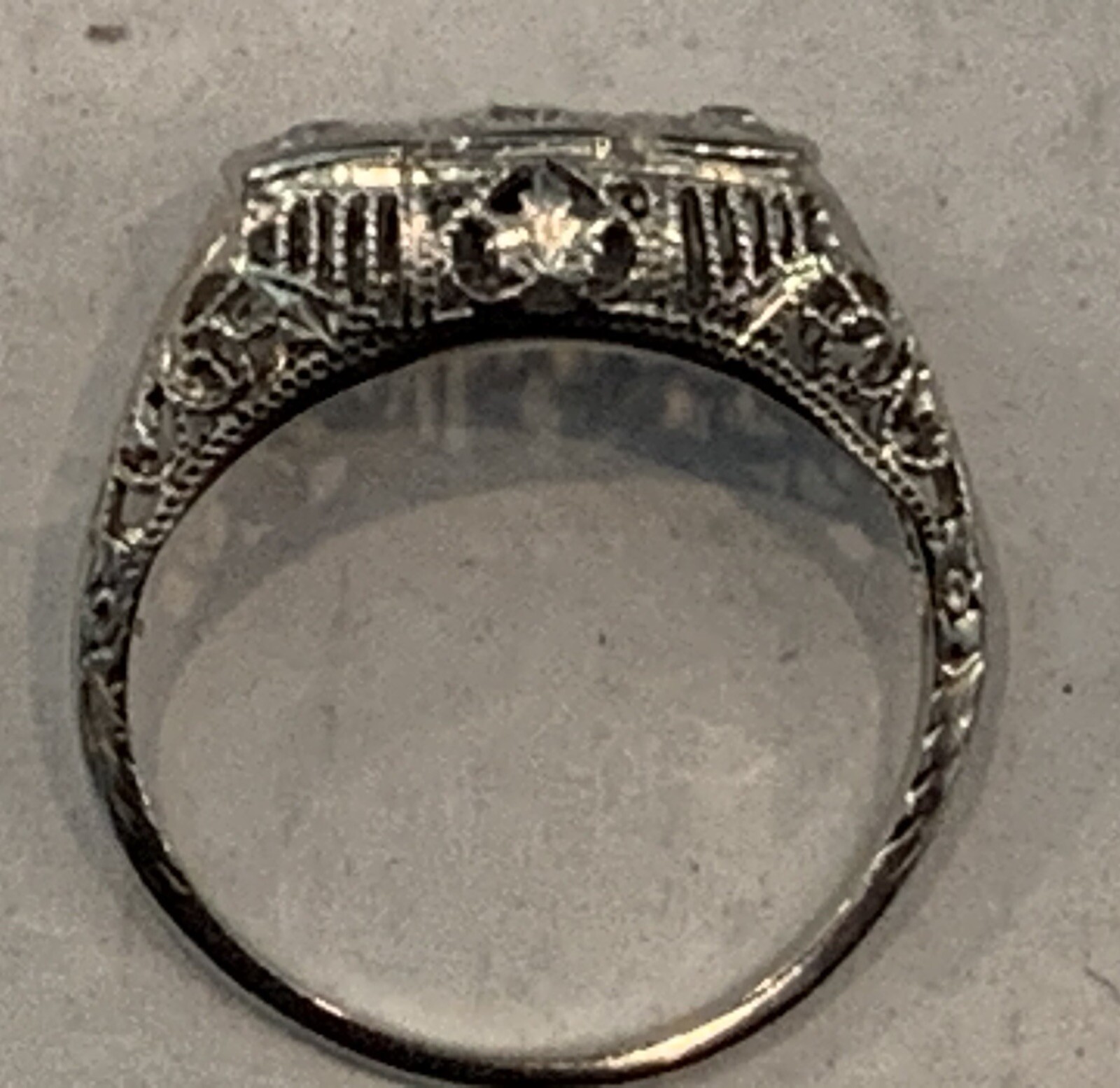 Vintage 14k Solid White Gold Diamond Ring Diamonds Antique Estate