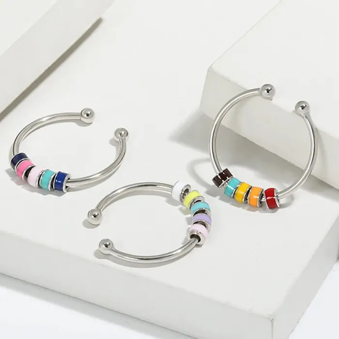 Adjustable Stainless Steel Spiral Fidget Ring Anxiety Relief Stress Jewelry