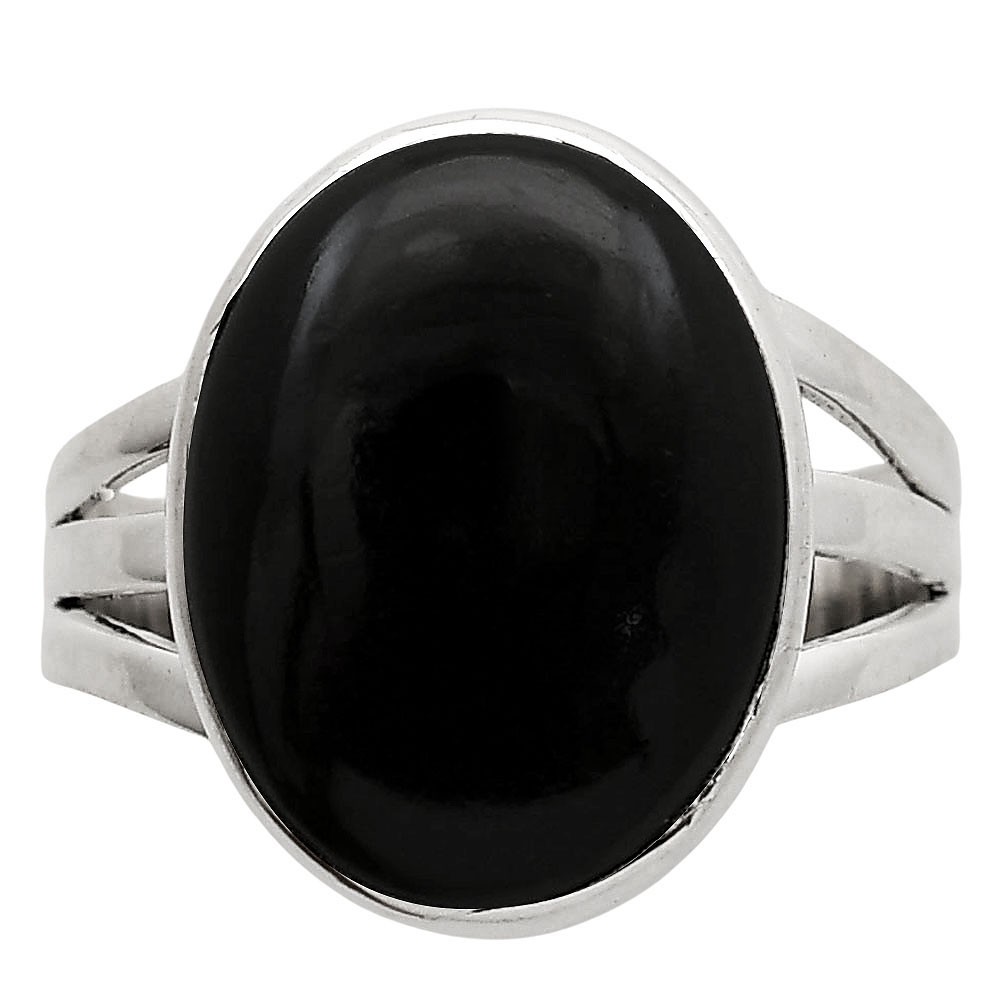 Natural Black Onyx – Brazil 925 Sterling Silver Ring s.9 Jewelry R-1003