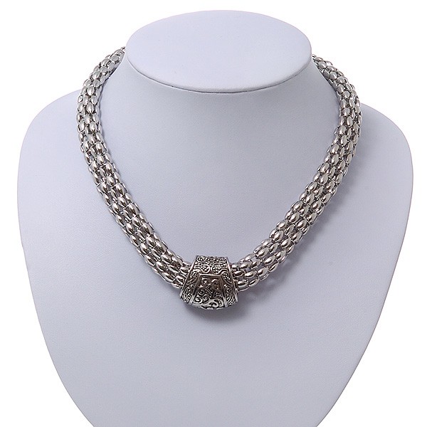 Rhodium Plated Mesh Magnetic Necklace – 40cm Length