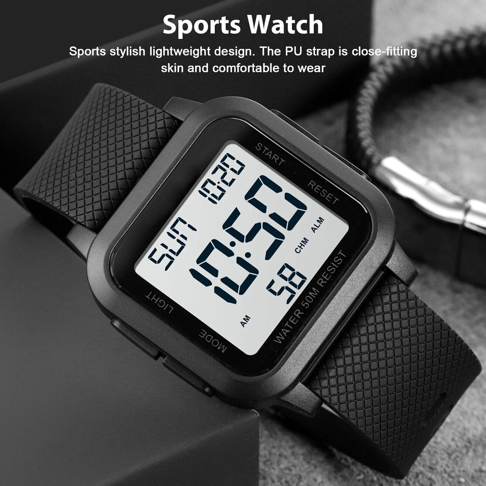 Men Waterproof Digital Sports Watch Military Tactical LED Backlight Wristwatch