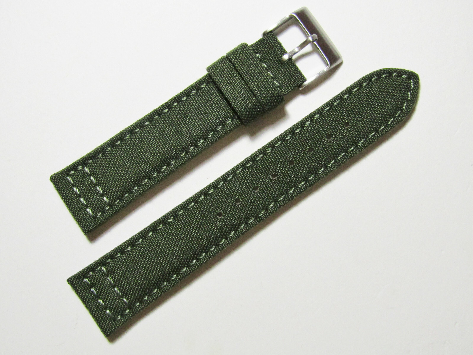 18mm Hadley-Roma MS850 Mens Army Olive Green Cordura Canvas Watch Band Strap