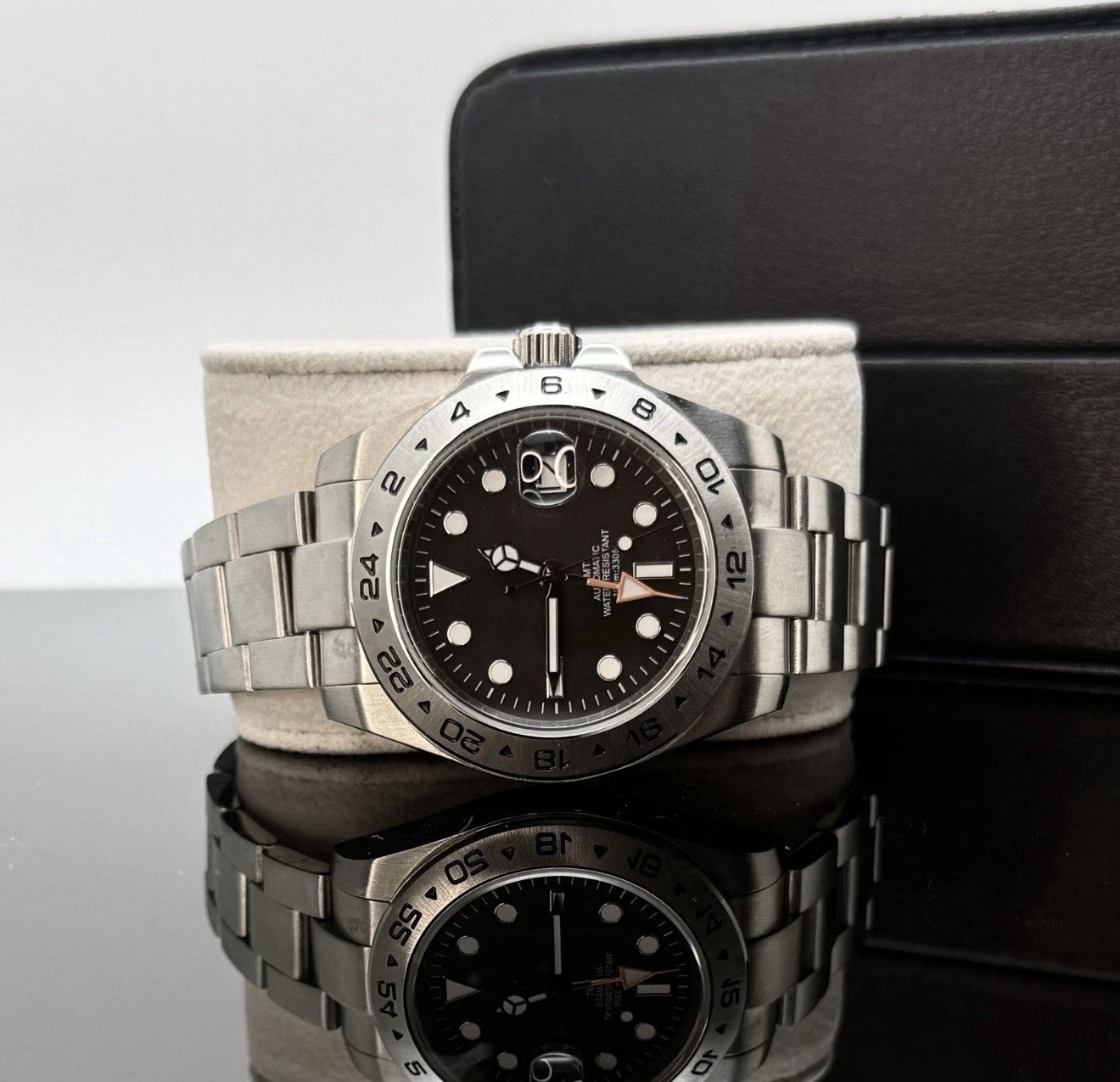 Custom 40mm EX2 GMT Black Dial Mod Watch w/ NH34 Automatic Movement
