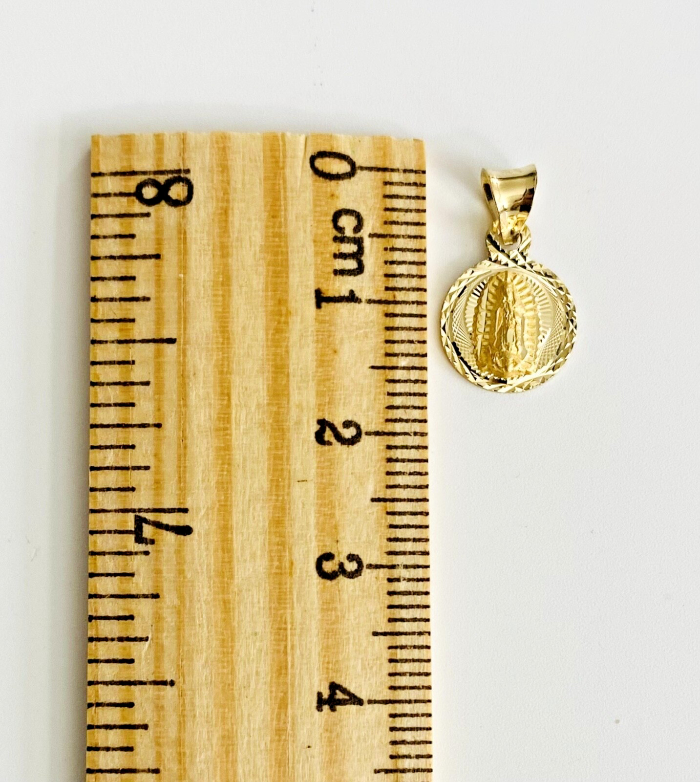 14K Solid Gold Virgin Guadalupe ,Virgin Mary 17mm x 11mm Small Pendant – PT308