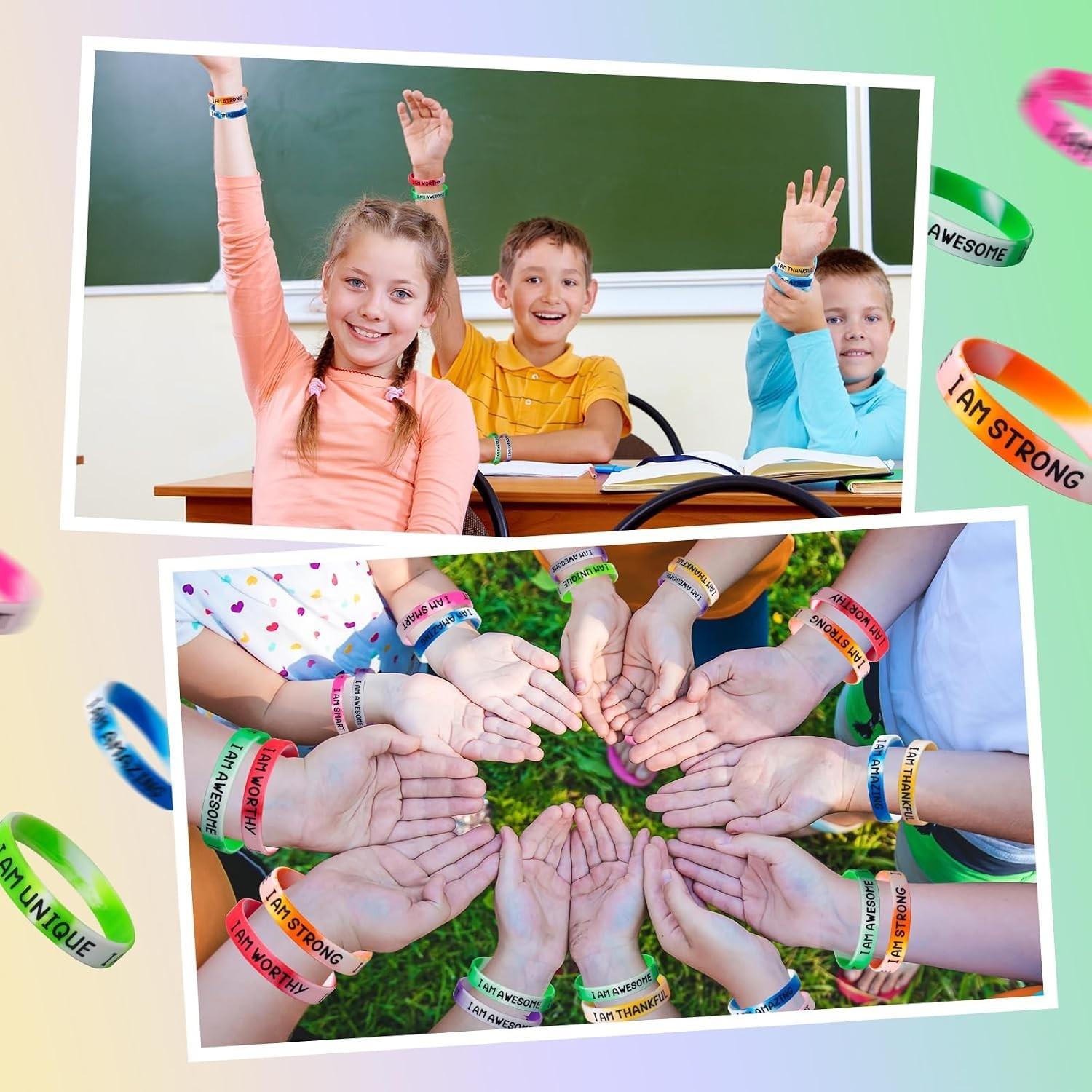Motivational Wristbands for Students, Colorful Inspirational Rubber Bracelets…