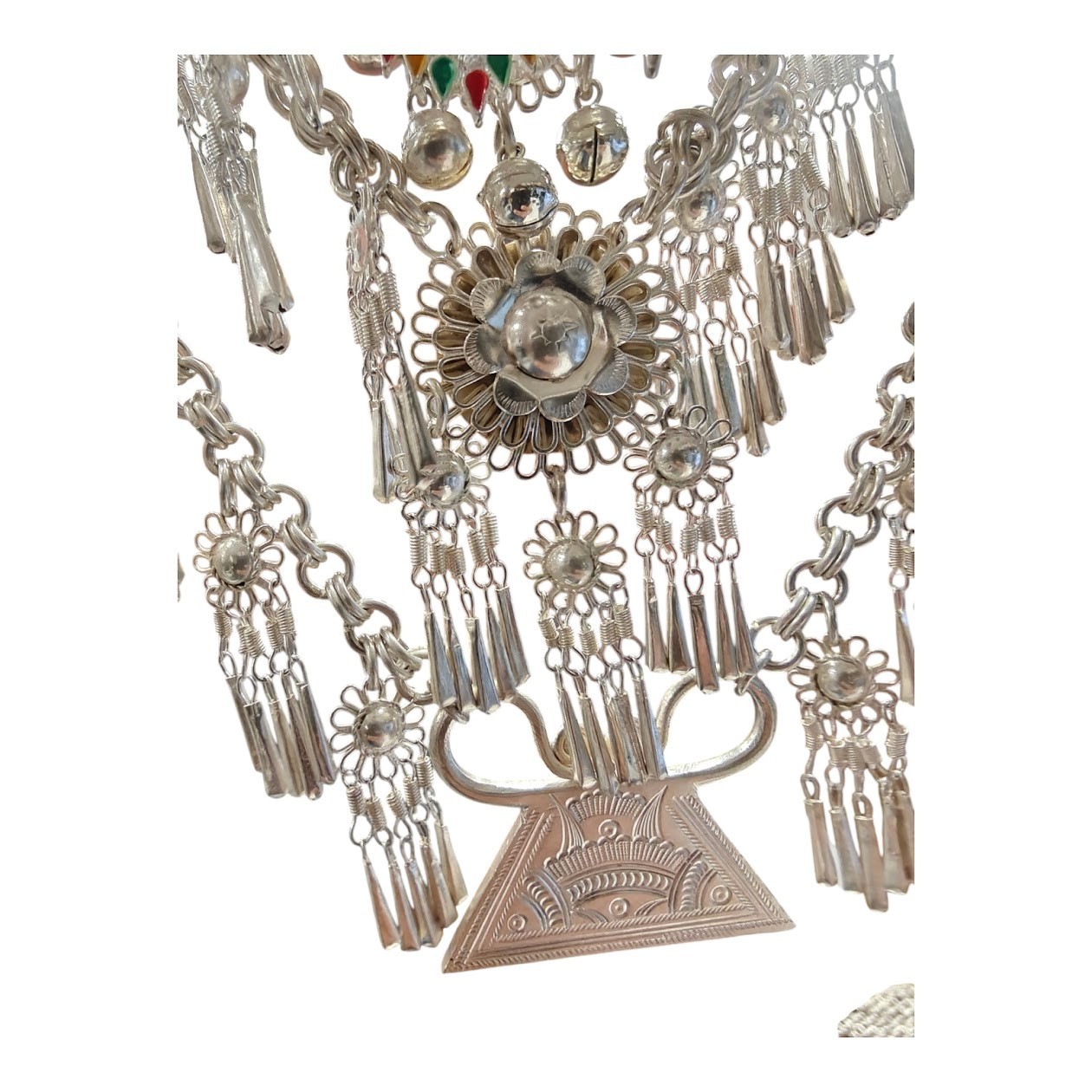 Hmong Xauv Sterling Silver Necklace Total Weight 866g w/ Matching Piece