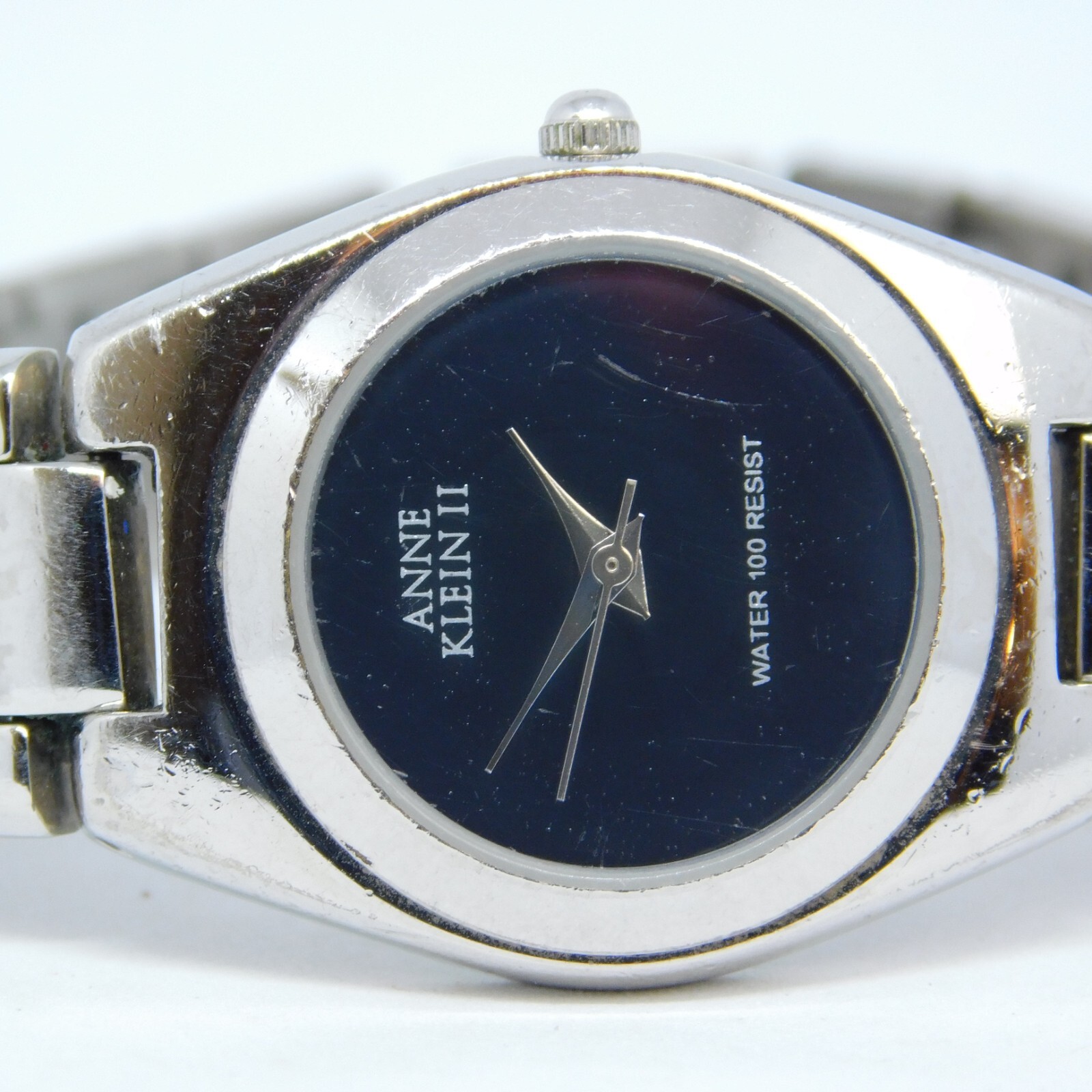 ANNE KLEIN II 10/3095 Silver Tone Quartz Analog Women’s Watch Sz. 7″ New Battery