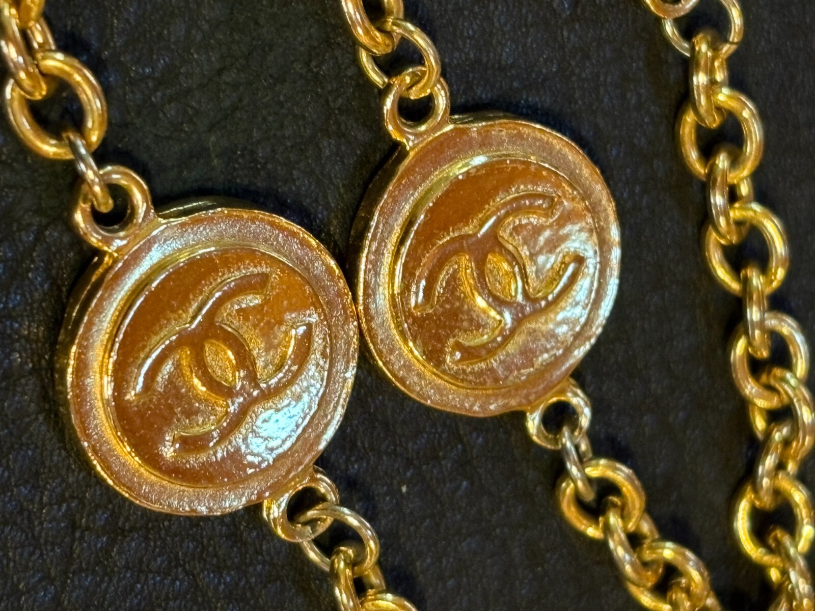 CHANEL Necklace AUTH Coco CC chain Rare Pendant Gold 180cm Choker Medal Coin F/S