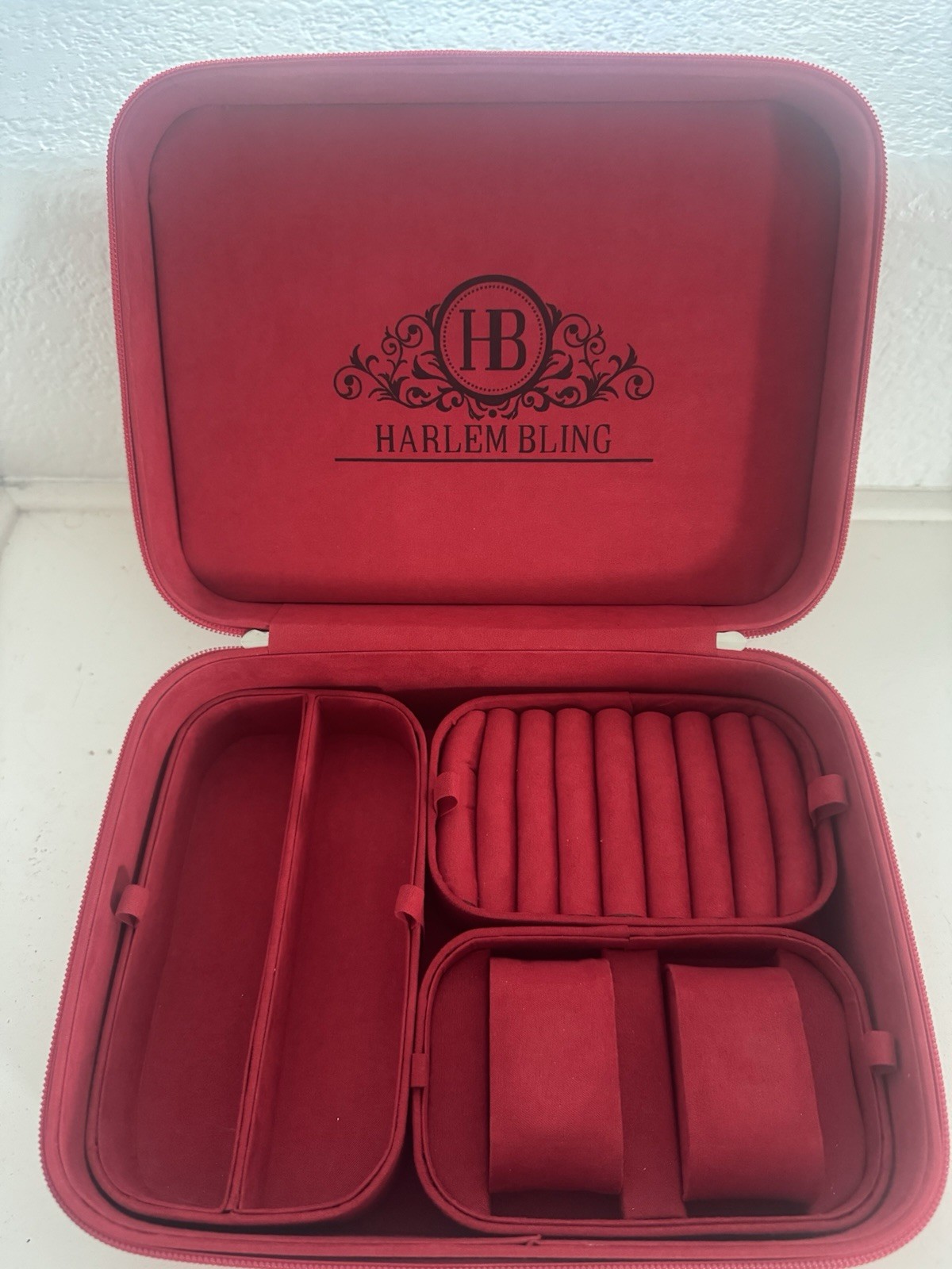 Harlem Bling Red Leather Travel Jewelry Box Case