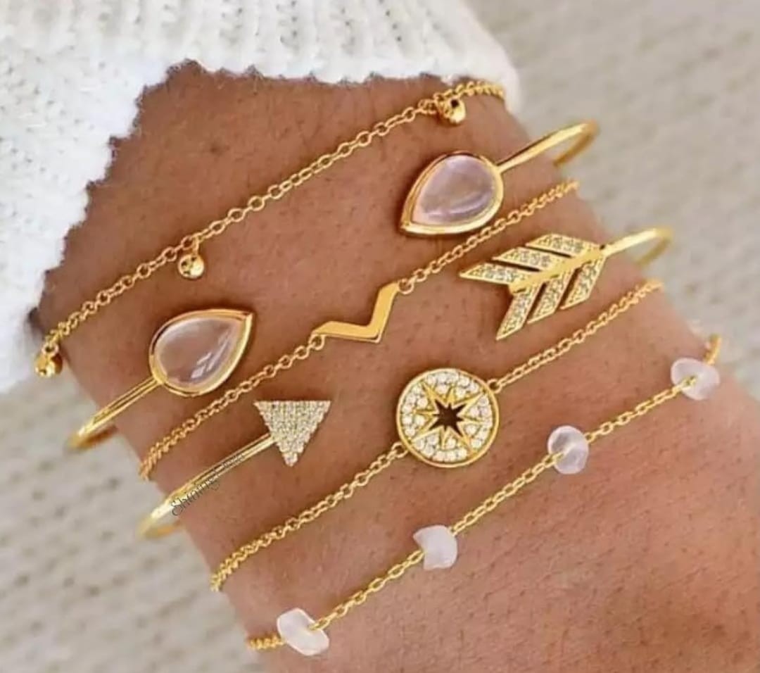 Indian bollywood gold plated multi layered charm bracelet for women and girls