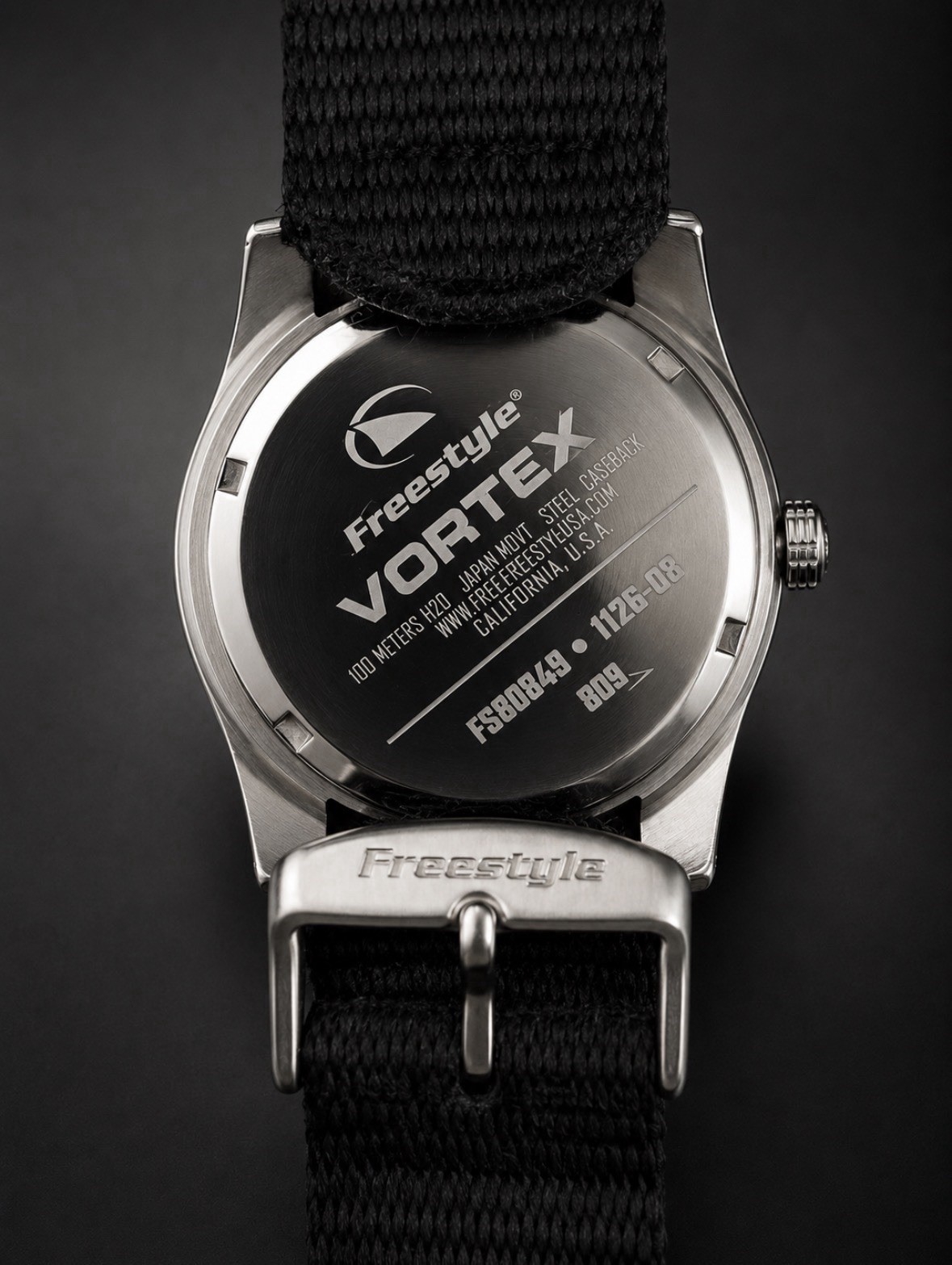 Freestyle Vortex Quartz 100m Yellow Dial SS Case Black Nylon Strap 44mm