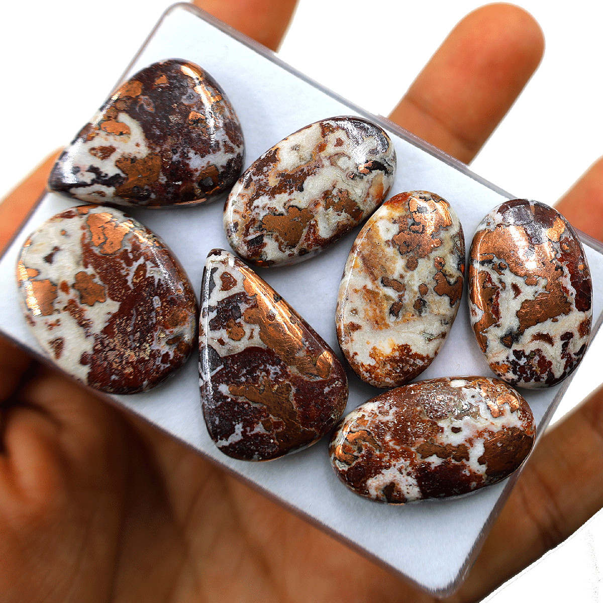 7 PC Natural Copper Dolomite High Quality 28mm-31mm Cabochon Loose Gemstones Lot