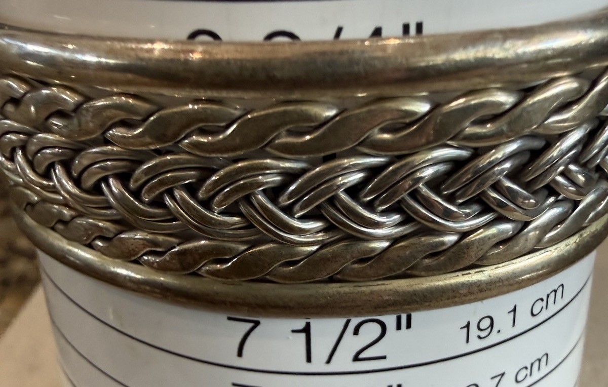 Braided Cuff Bracelet Mexico Sterling Silver 925 Size 7 Vintage