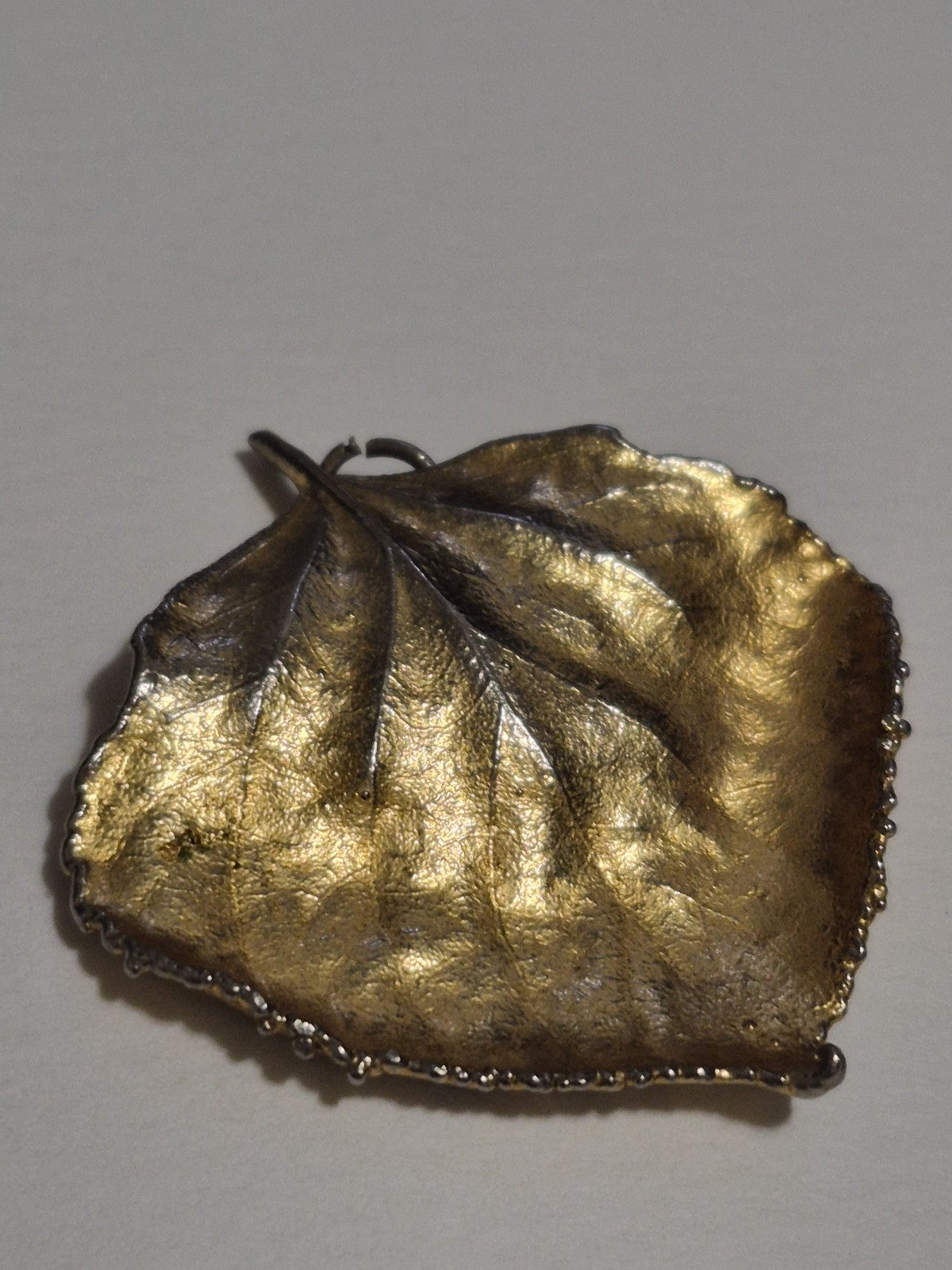 Vintage Gold Tone Real Leaf Pendant Nature Botanical Electroformed 7.5g