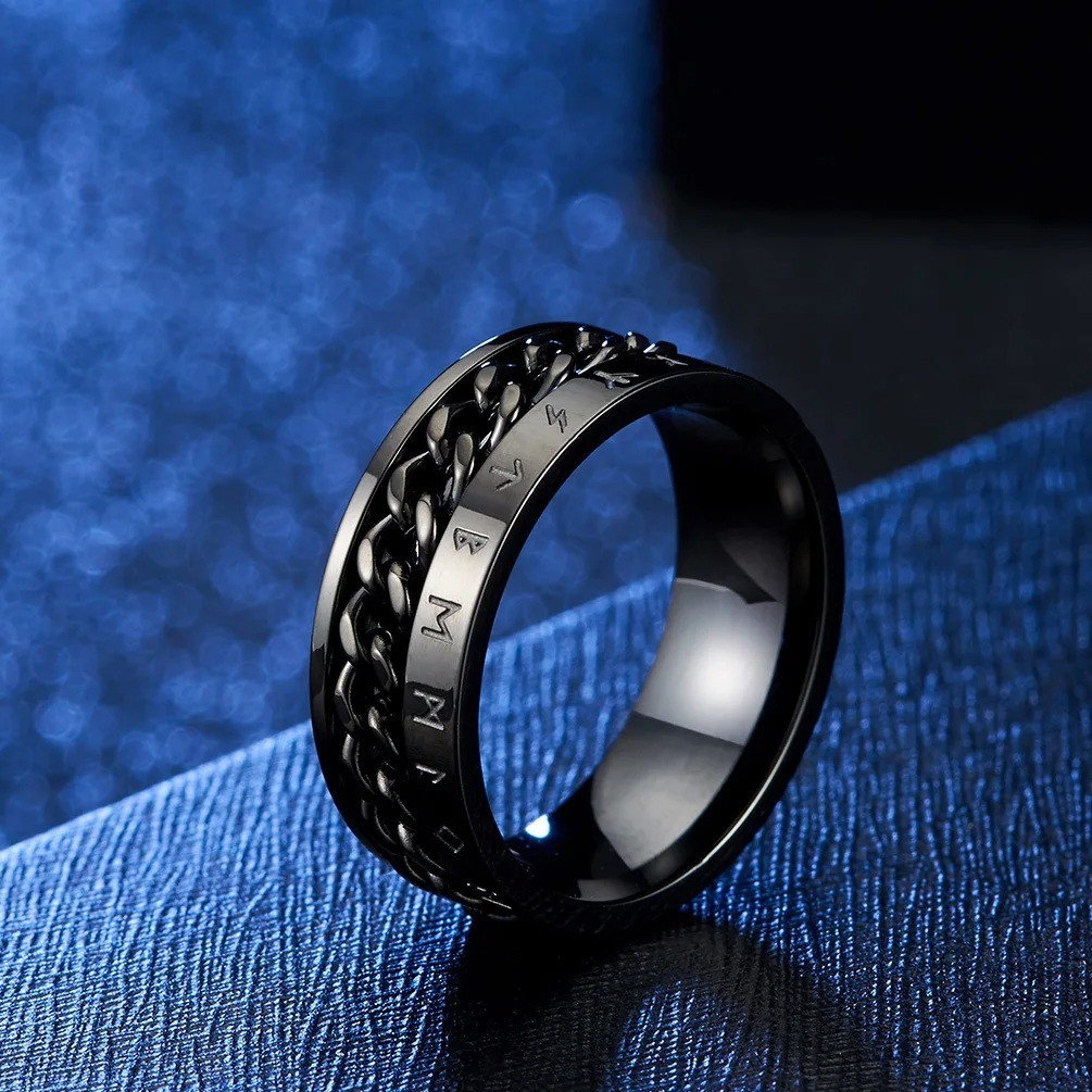 Chain Spinner Ring Stainless Steel Fidget Band Anti Anxiety Finger For Women Men