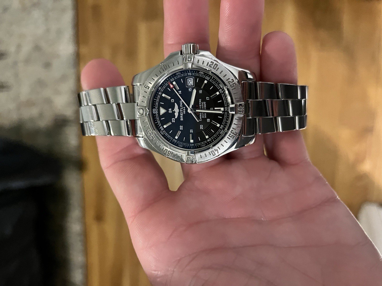🔥🔥Breitling A17380 Swiss Chronometer Automatic Steel Black Dial Watch