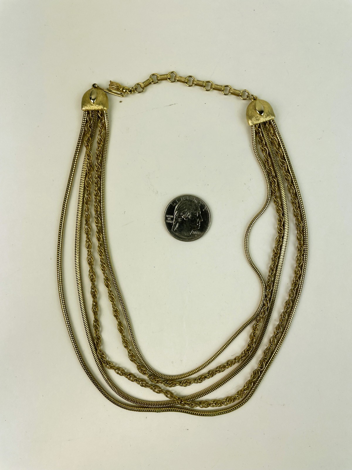 VTG 50s Gold Plate Multi Strand Choker Necklace 16.5”