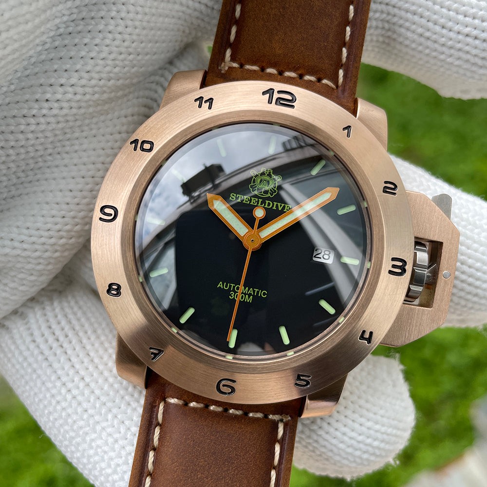 STEELDIVE SD1939S Mens Bronze 47mm 300M Automatic Dive Watch NH35 Sapphire Steel