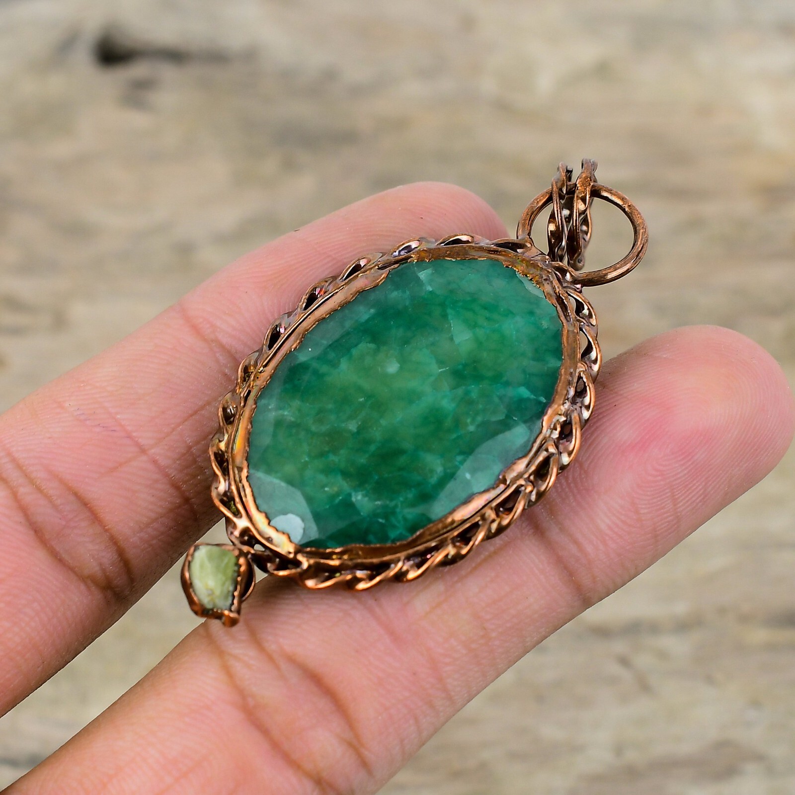 Gemstone Jewelry Handmade Pendant Copper Dainty Gift Electroformed Pendant 2.56″