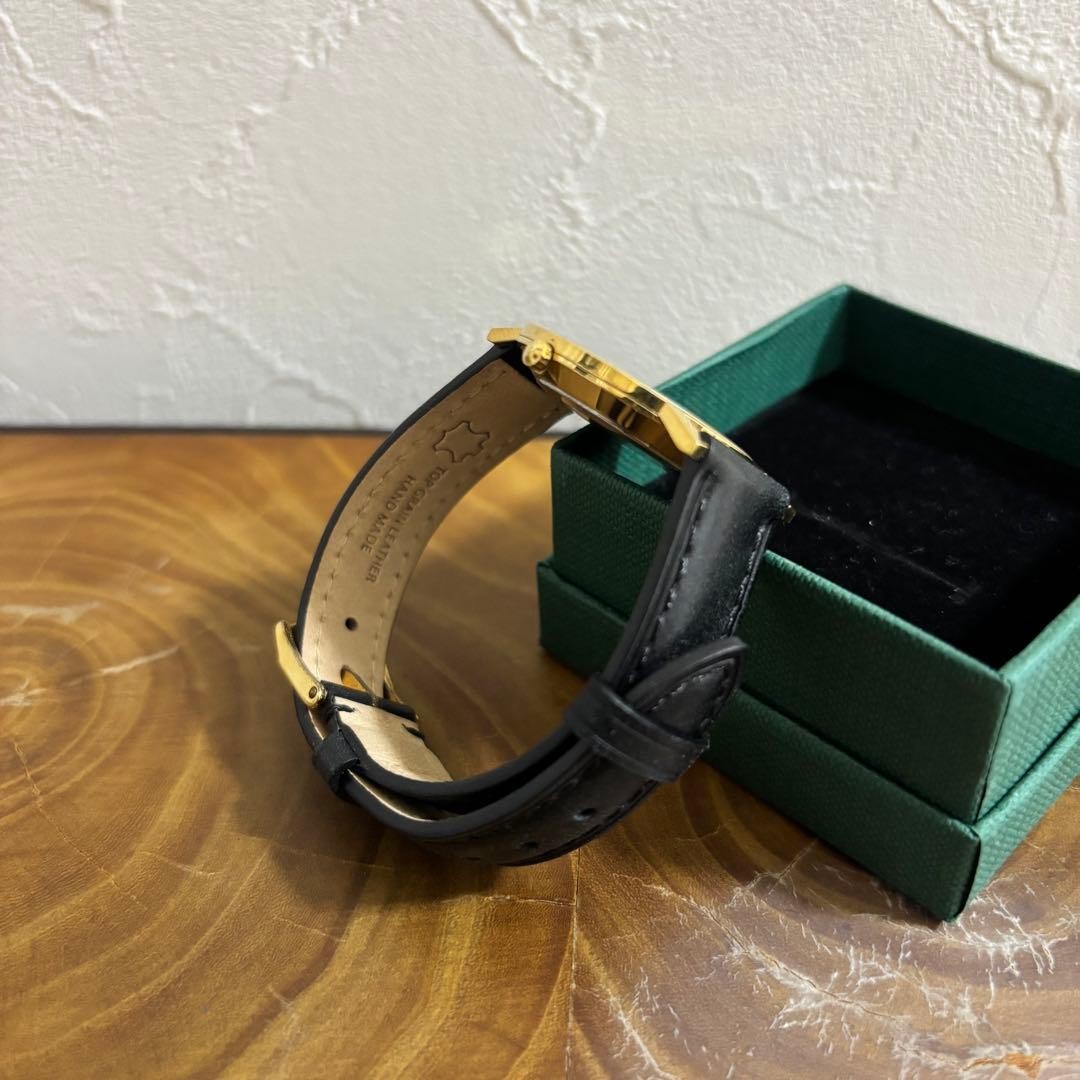 Movado Museum Ultra Slim Black & Gold Minimalist Watch Used