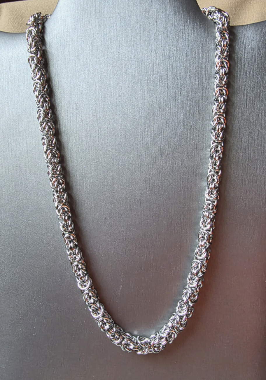 Heavyweight Byzantine Rope Necklace (19-21 Inches) in Stainless Steel (69.7 gr.)