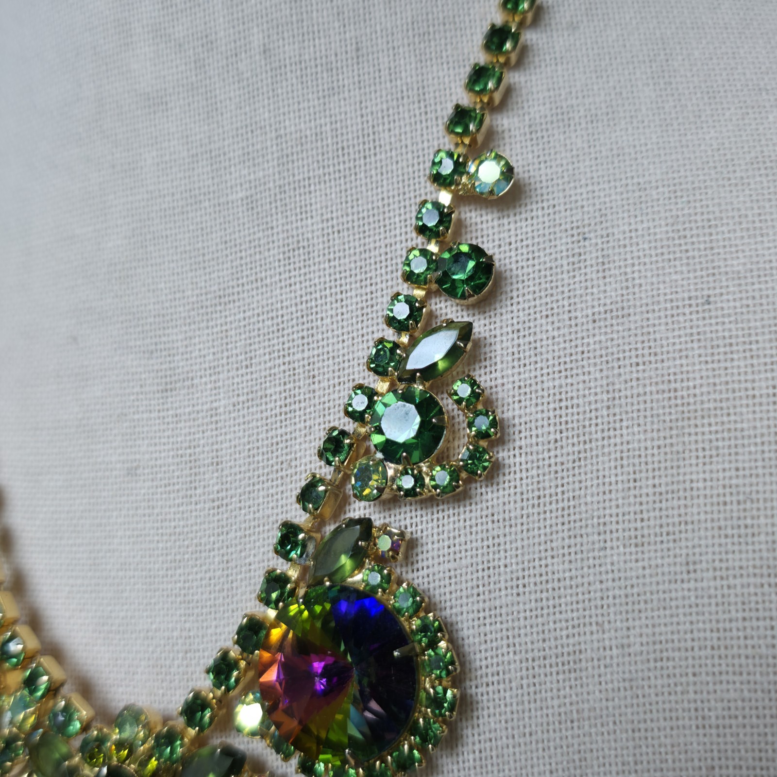 Vintage Juliana Necklace Watermelon Rivoli Rhinestone Tassel Please READ
