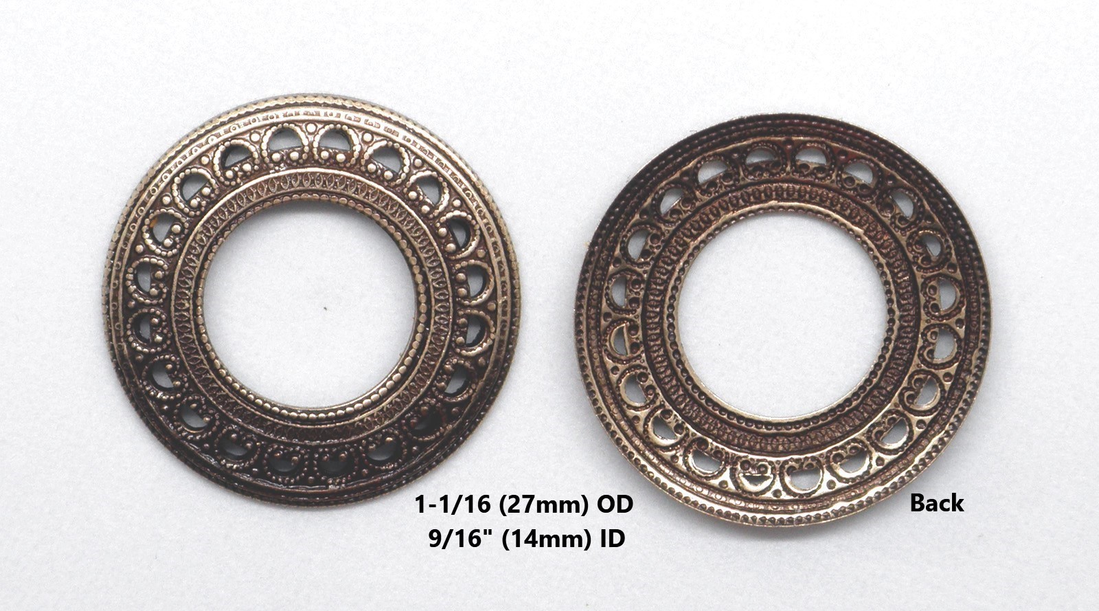 #5052 ANTIQUED GOLD RING – OPEN CENTER – COMPONENT – 2 Pcs