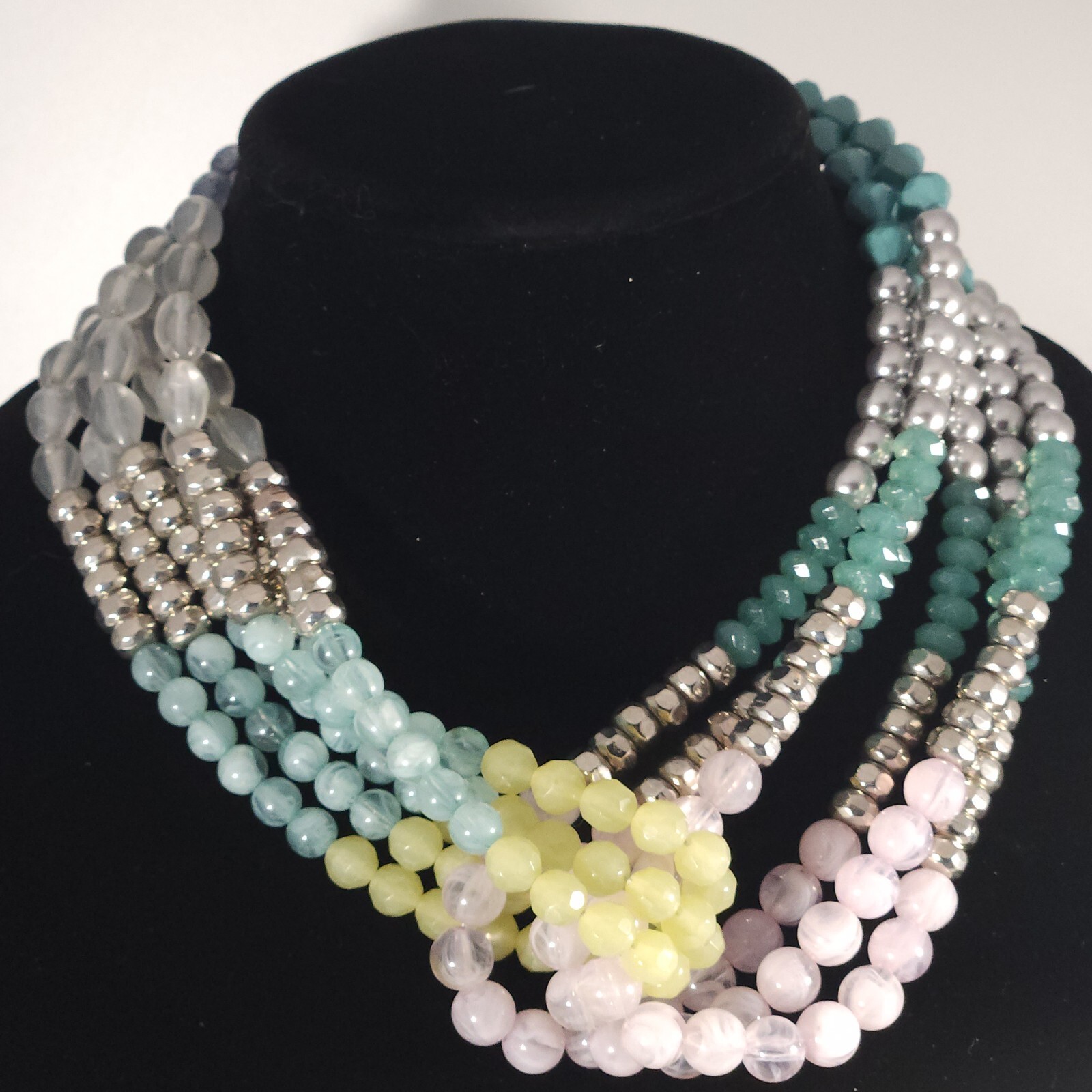 Pastel Multi Strand Lydell NYC Beaded Statement Bib Necklace 18.5 Inch