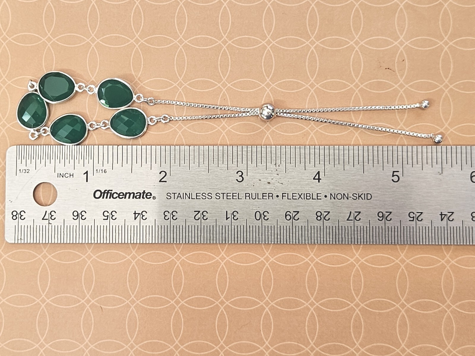 925 Sterling Natural Green Onyx Bolo Adjustable Bracelet 9.5 Inches, 19.40 ctw