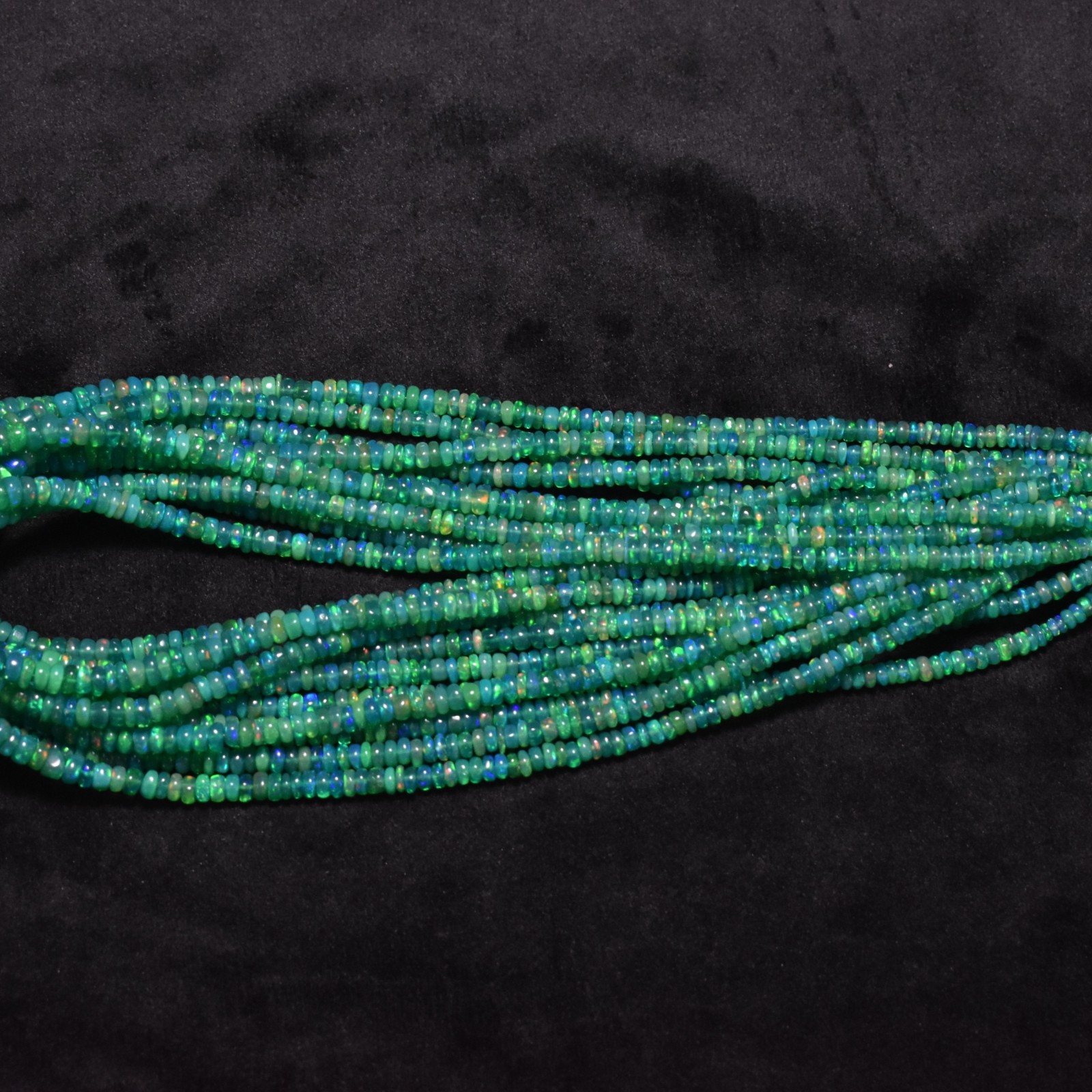 3-4.5mm Green Ethiopian Opal Smooth Rondelle Loose Gemstone Beads 16 Inch Strand