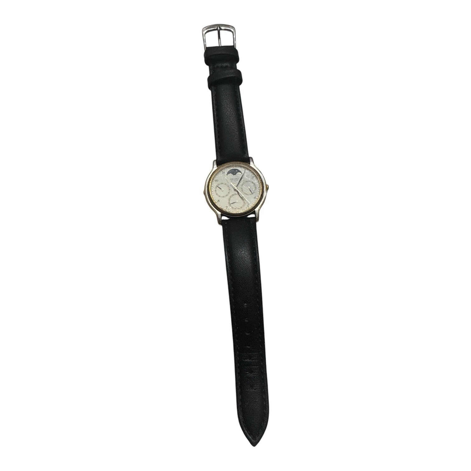 Vintage SEIKO MOON PHASE Watch 7F39-6029 Dual Time Needs battery Leather Strap