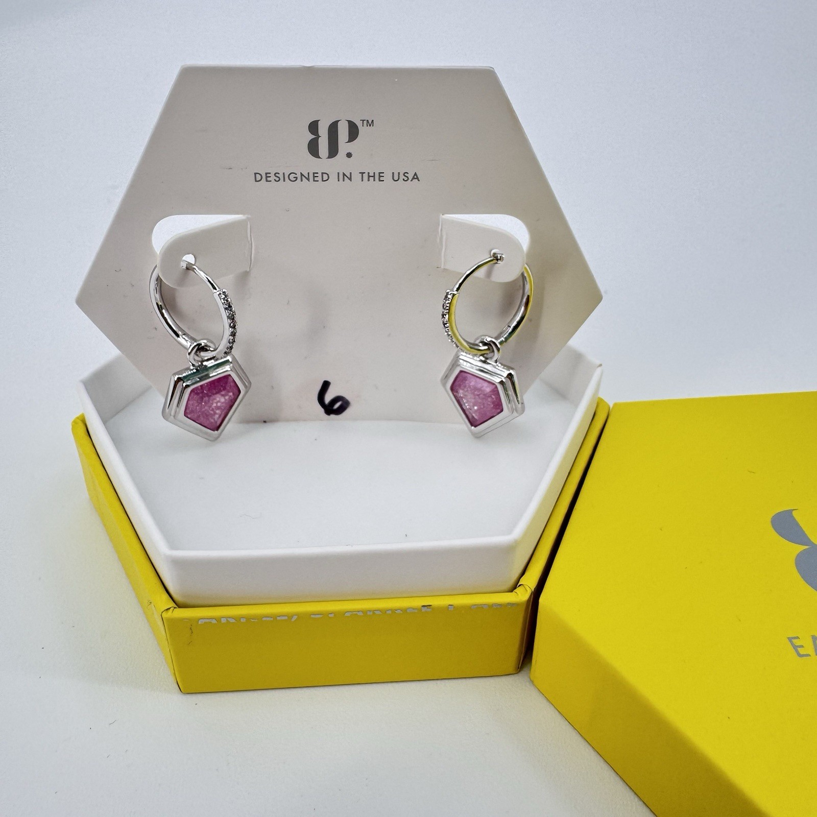 BP Bomb Party OG Earrings Beyond Pale Lights Pink Ice Crystal Rhodium Plating