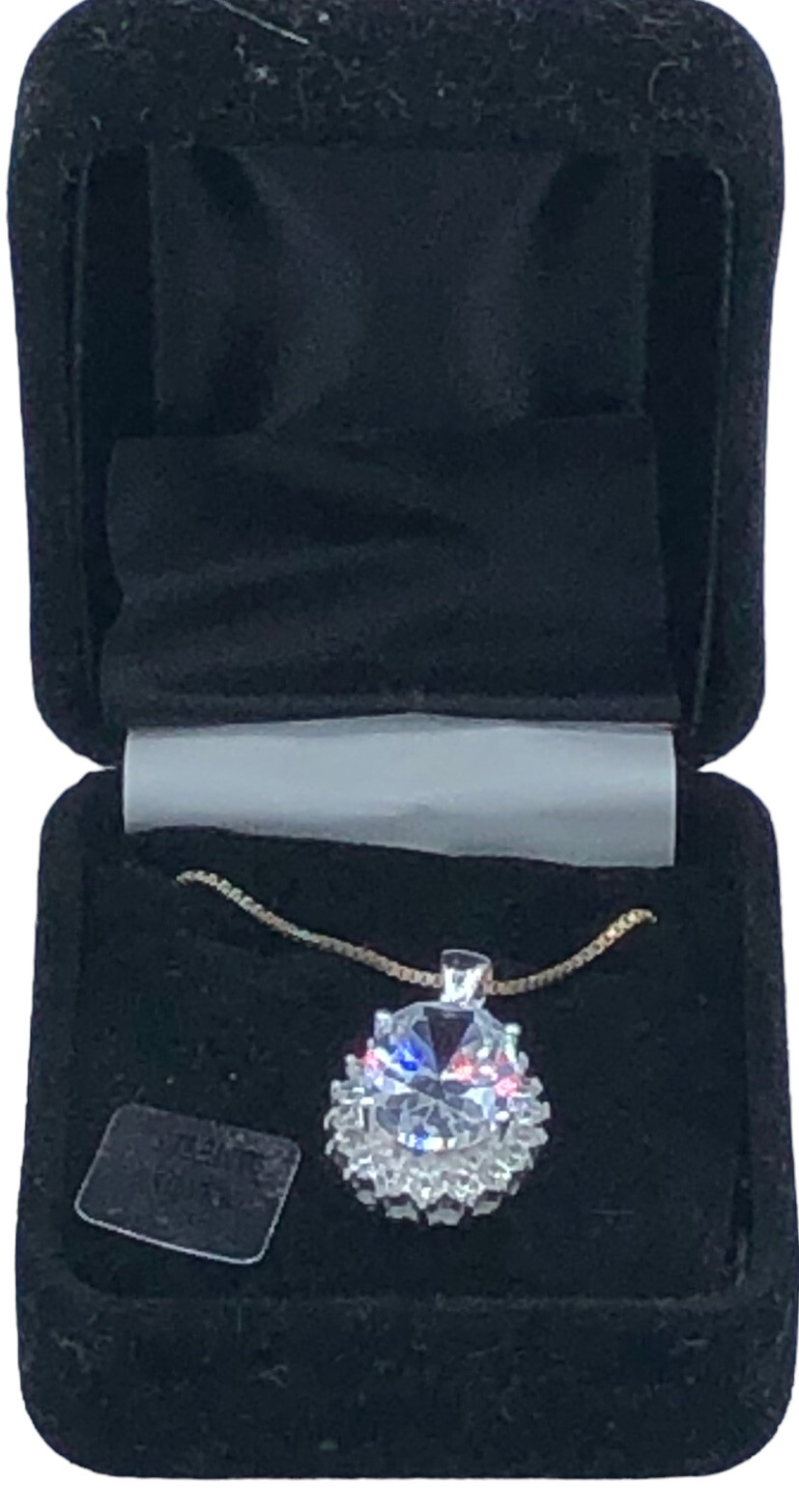JC 925 Sterling Silver Cz Lab Created Sapphire pendant Necklace