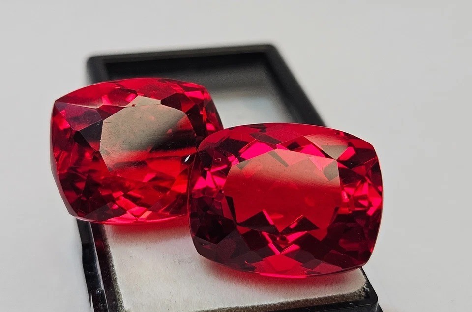 NATURAL Red Ruby Cushion Cut 53-55 Ct Pair Earring Making Loose GEMSTONE