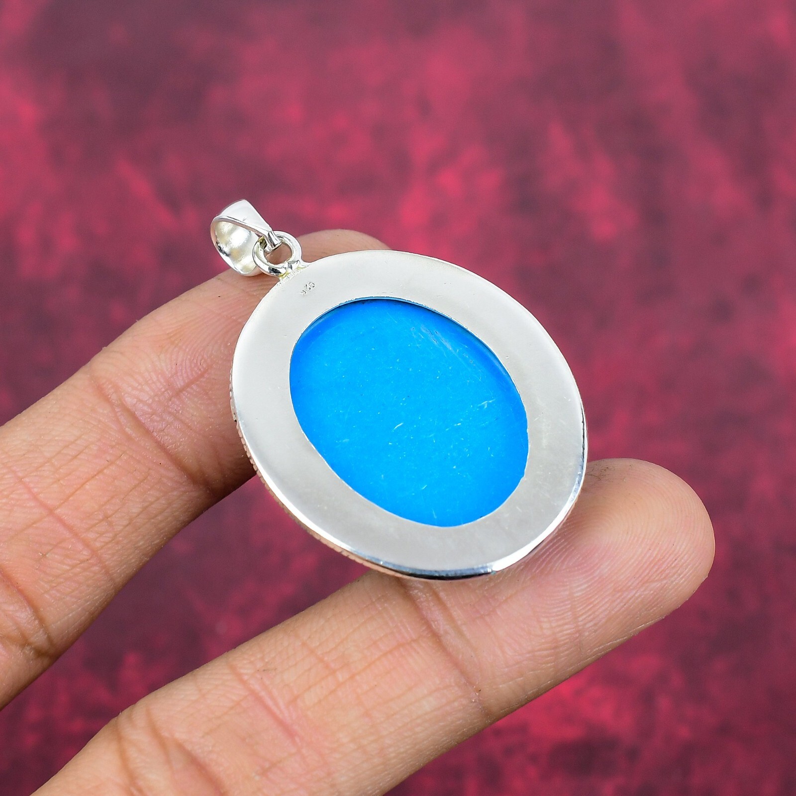 Sleeping Beauty Turquoise Gemstone Handmade 925 Silver Everyday Pendant Jewelry